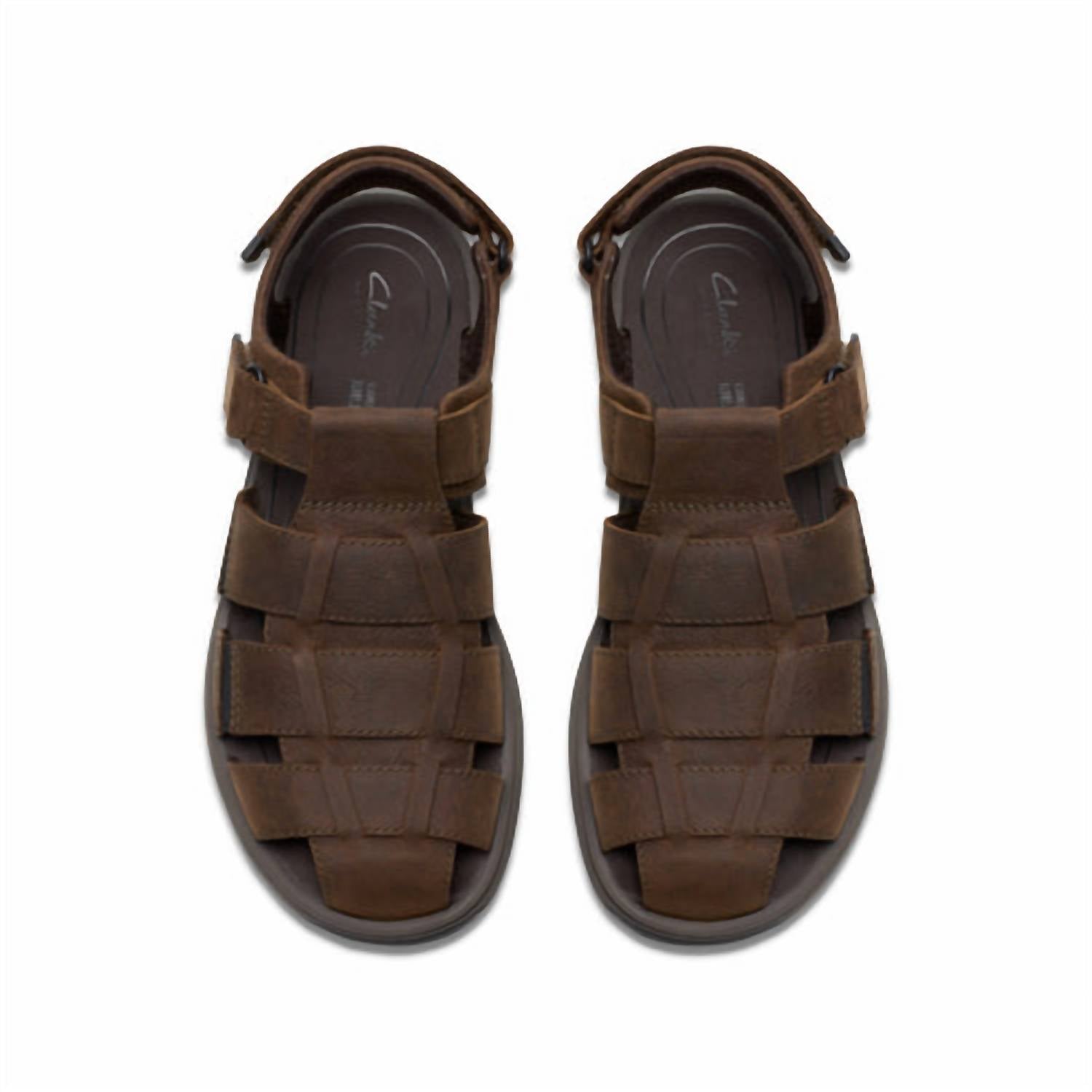 Clarks Men's Saltway Cove Sandal in dark brown leather - men's sandal - alternate view