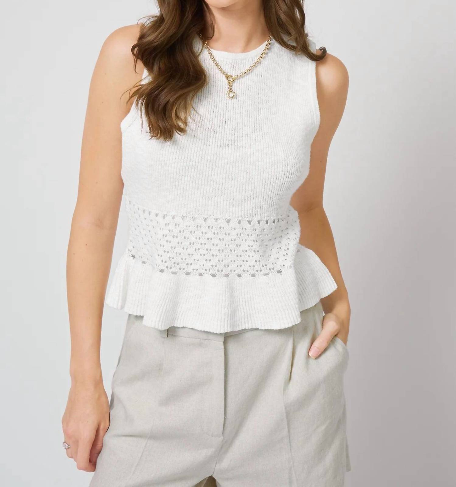 Central Park West - Birdie Pointelle Peplum Top
