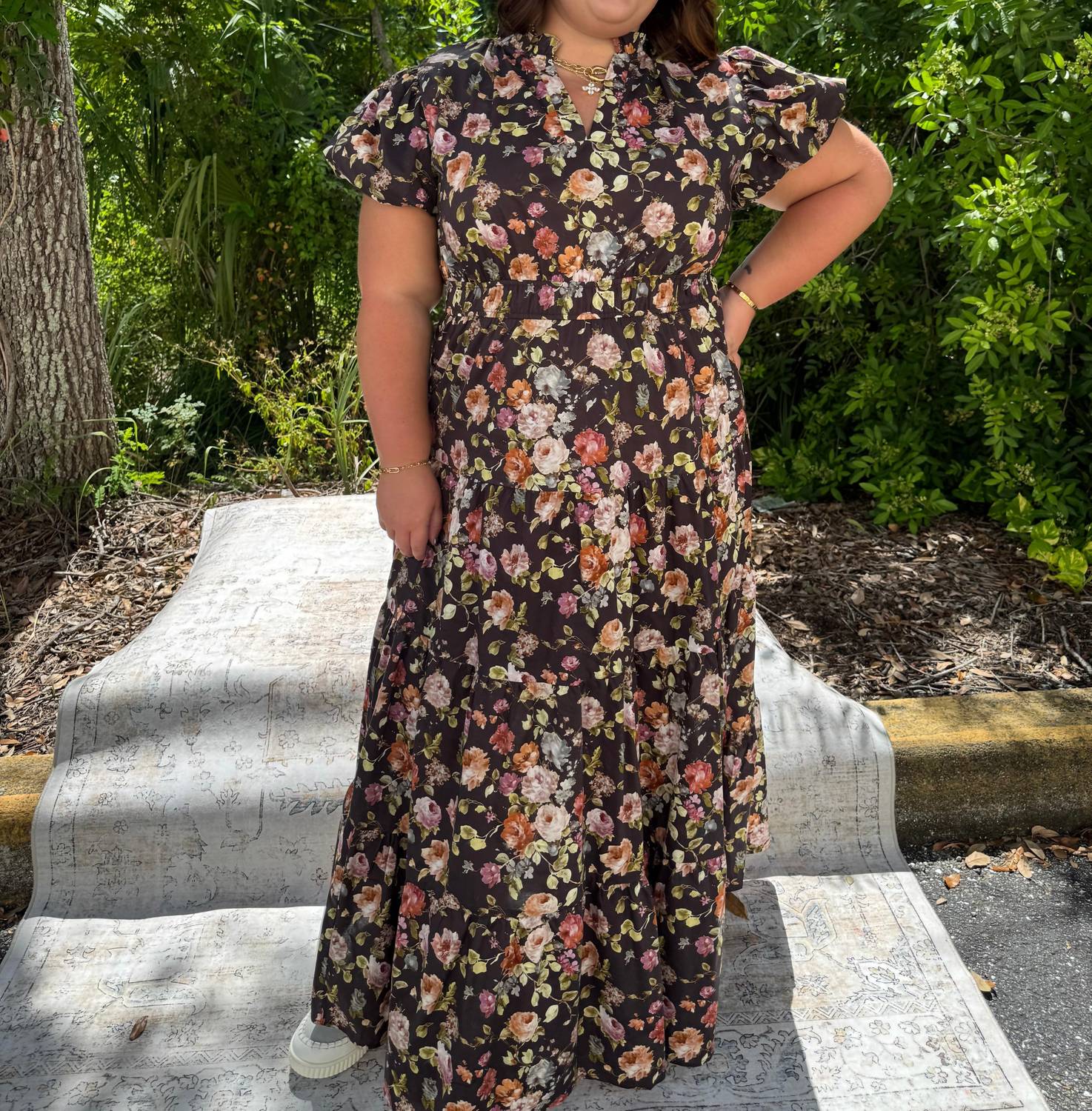 Entro - Floral Tiered Midi Dress