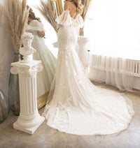 Lucci Lu - Puff Sleeve Strapless Bridal Gown