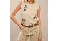 Bns - Embroidered Western Sleeveless Top