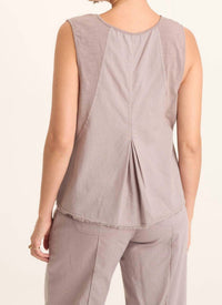 Wearables Poppy Seed Mazie Linen Jersey V-neck Tank Top in subtle brown grey - women's tank top - alternate view
