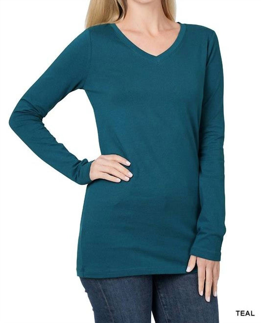 Zenana - Kristy V-Neck Long Sleeve Top