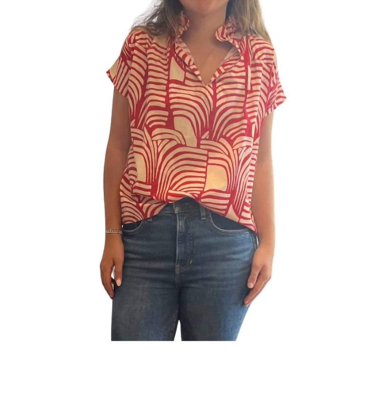 Never A Wallflower - Vicki Short Sleeve Abstract Top