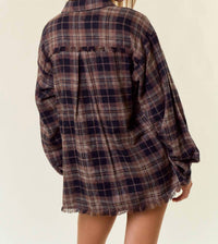 Doe And Rae - Plaid Flannel Shirt With Frayed Detail