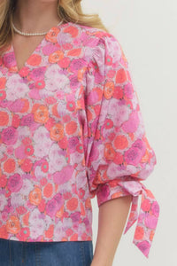 Entro - Poppy Print Tie Blouse