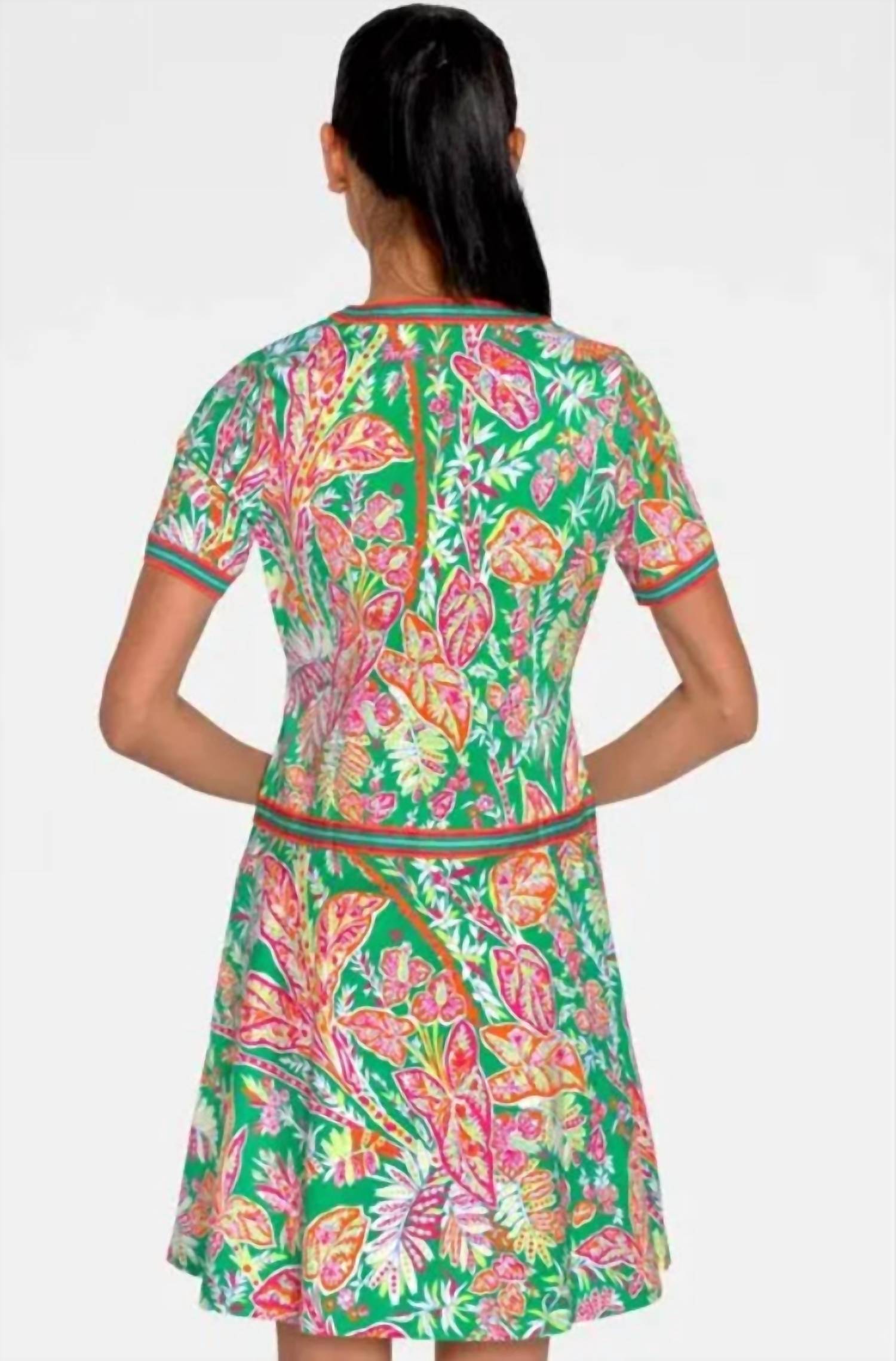 GRETCHEN SCOTT Mademoiselle Mini Dress in kelly green - women's dress - detail view