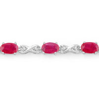 Diana M Jewels Women's Oval Natural Ruby Bracelet (3.63 Ct) - Signature Plus in 14k white gold - women's jewelry - detail view