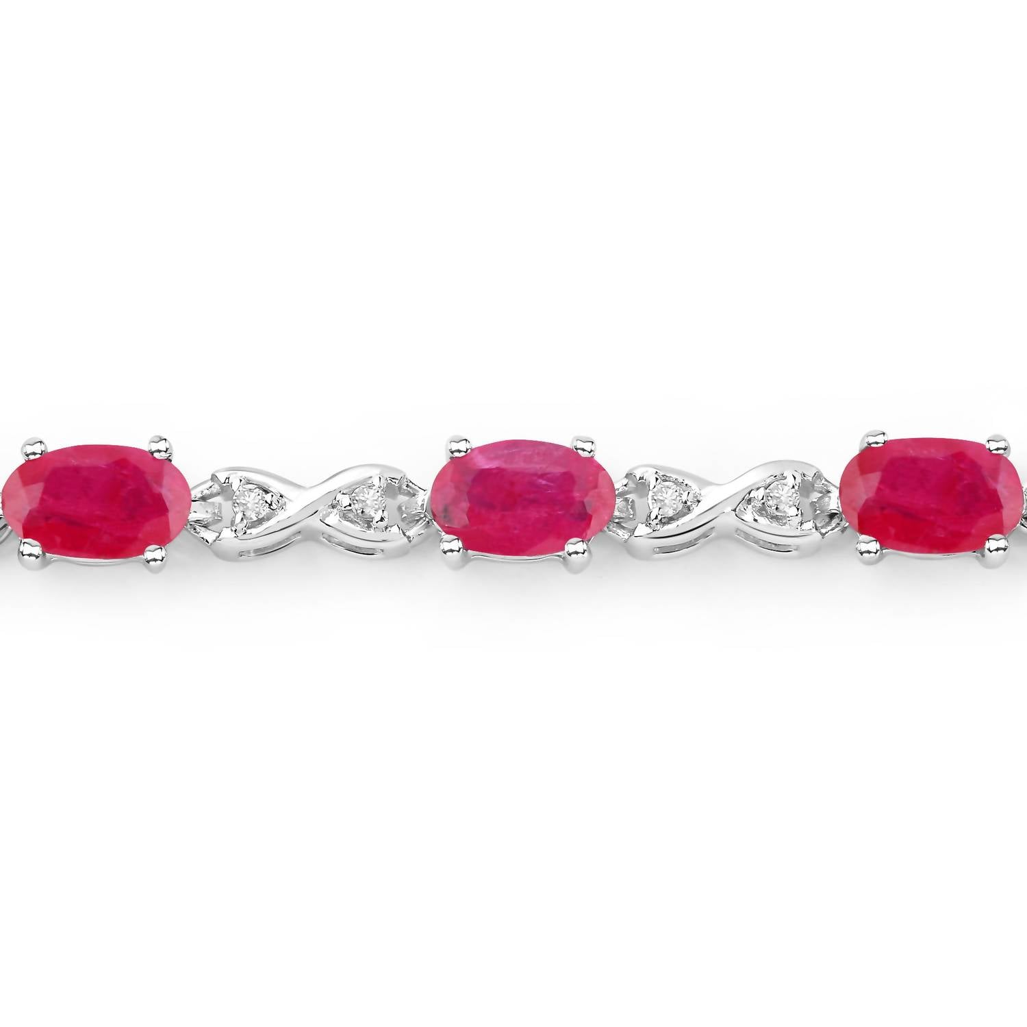 Diana M Jewels Women's Oval Natural Ruby Bracelet (3.63 Ct) - Signature Plus in 14k white gold - women's jewelry - detail view
