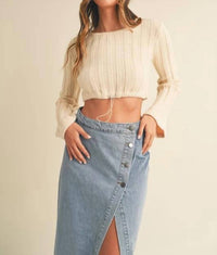 Mable - Long Bell Sleeve Ribbed Knit Sweater