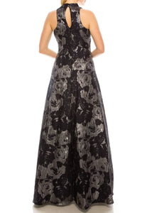 Aidan Mattox - Halter-style Metallic A-line Dress