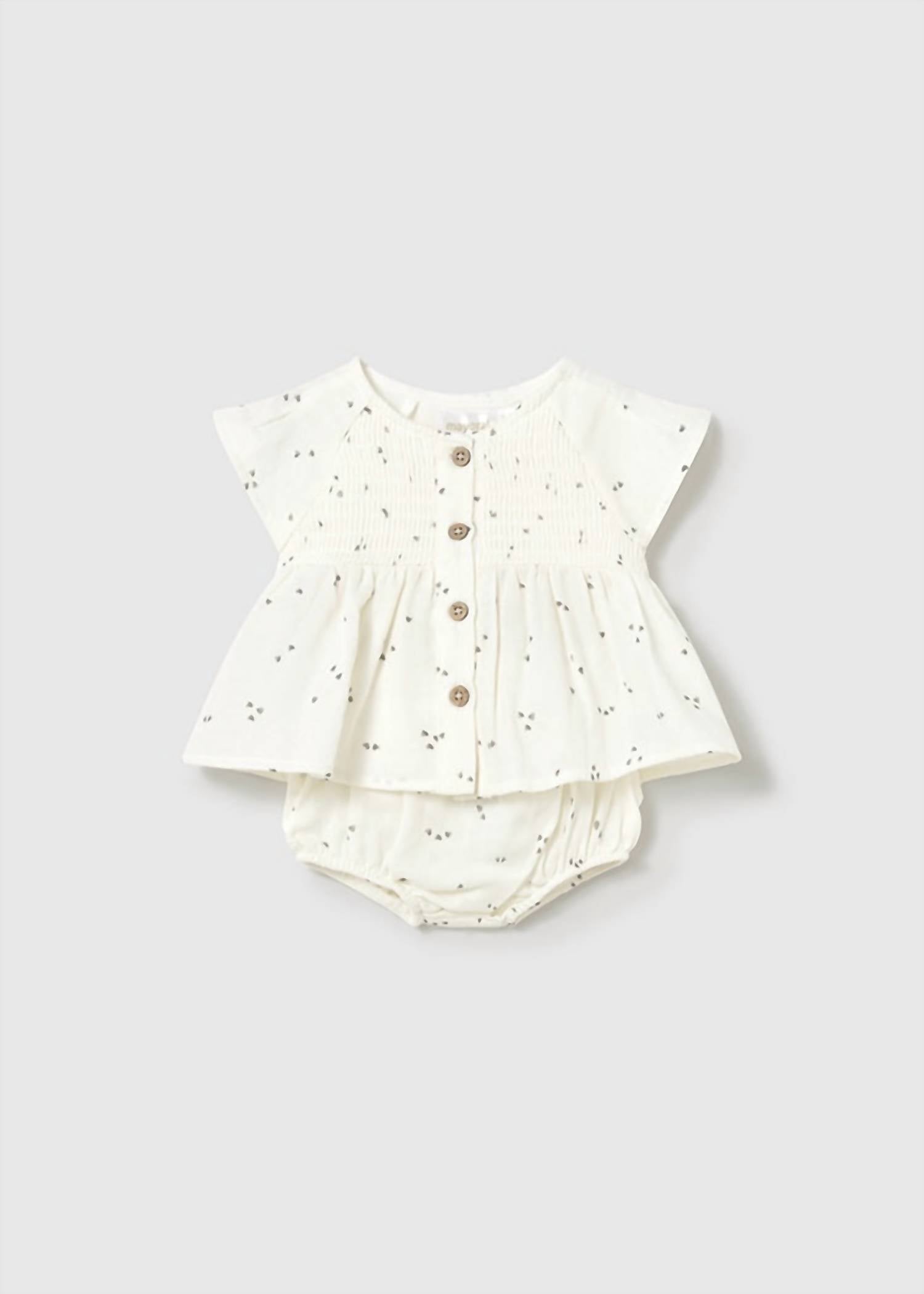 Mayoral Girls Mini Heart Gauze Short Set in ceramics - item - detail view