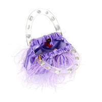 Milanblocks - Women's Colorful Gem Handle Embellished Feather Bag