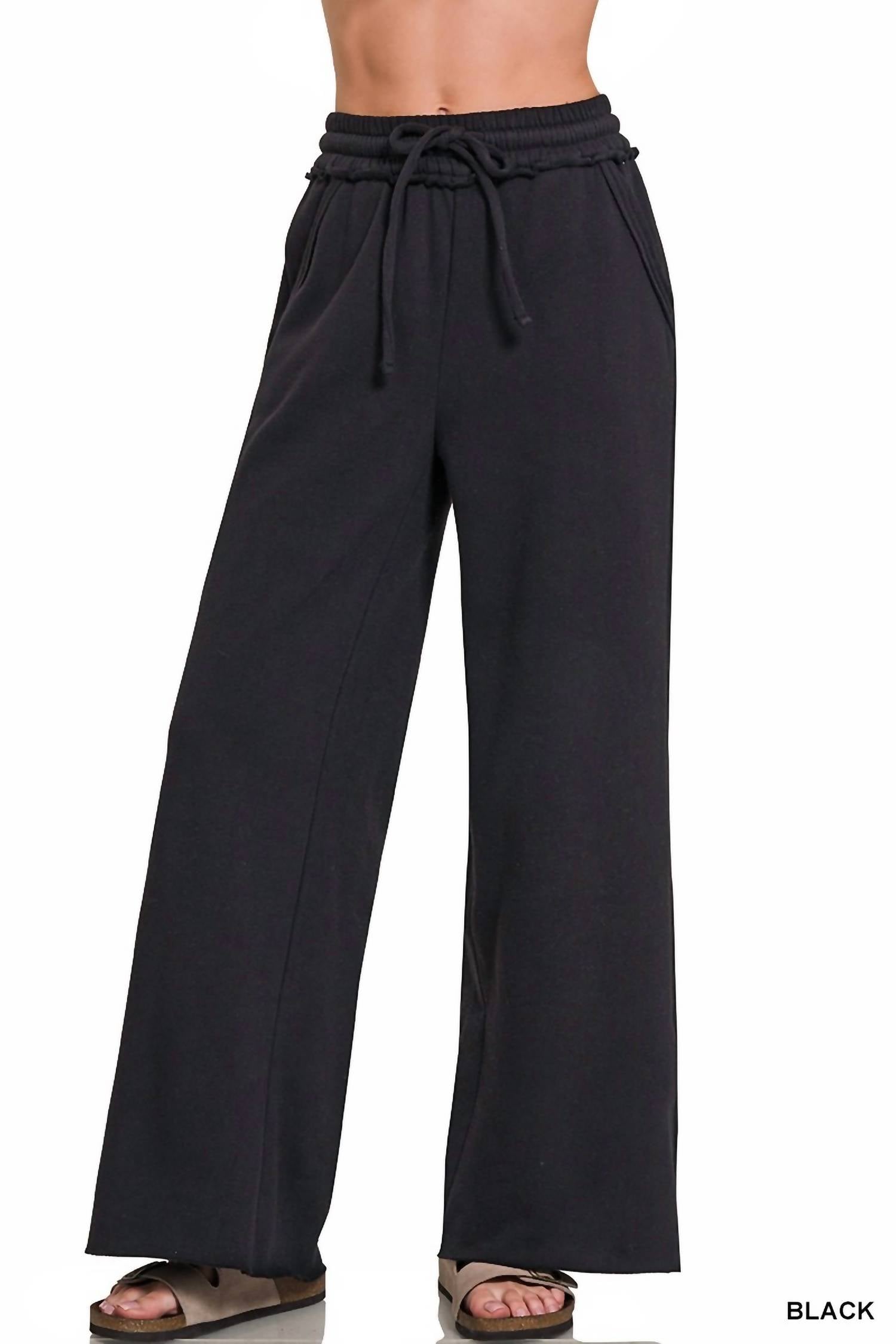 Zenana - Women's Fleece Exposed Sweatpants