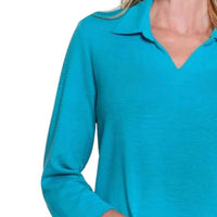 Multiples - Johnny Collar 3/4 Sleeve Top
