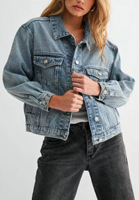 Jemina Relaxed Denim Jacket in light wash - women's jacket
