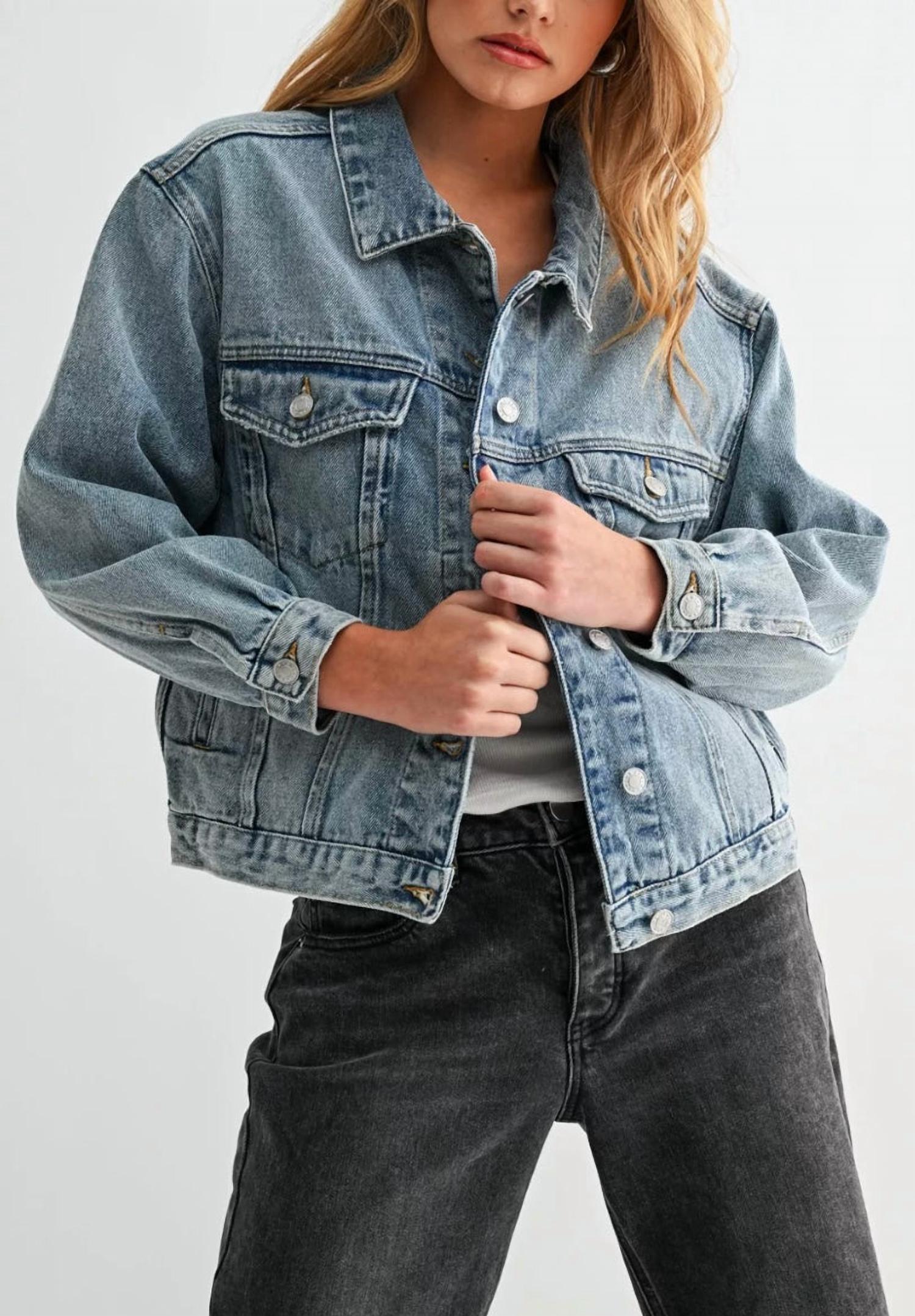 Jemina Relaxed Denim Jacket in light wash - women's jacket