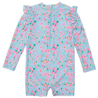 SNAPPER ROCK Girls Daisy Chain Rashguard in blue - kids' item - detail view