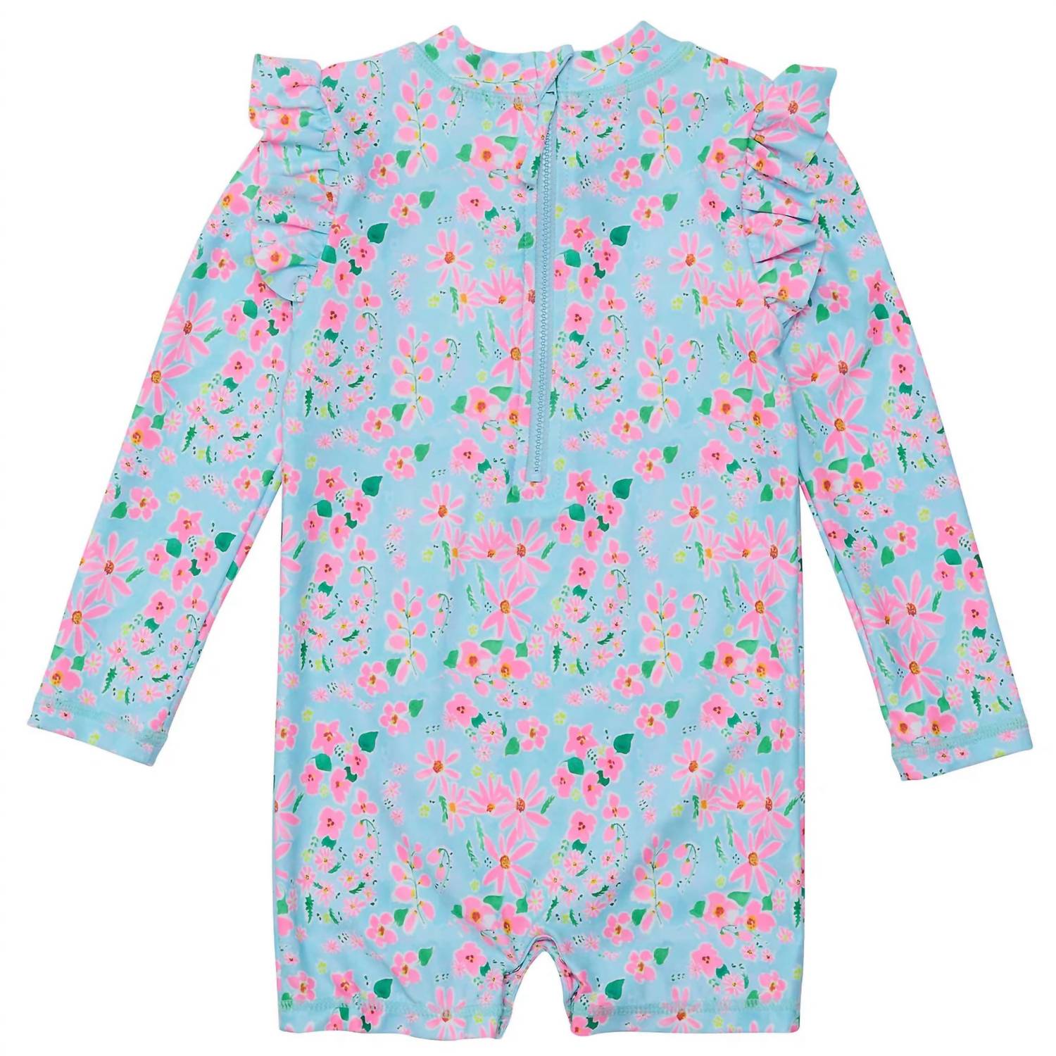 SNAPPER ROCK Girls Daisy Chain Rashguard in blue - kids' item - detail view