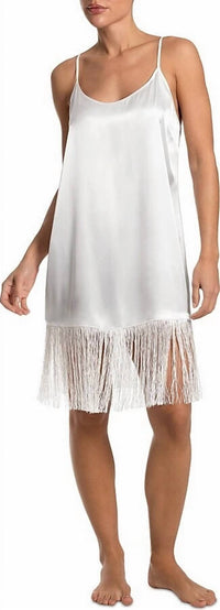In Bloom - Fringe Trim Satin Chemise Nightgown