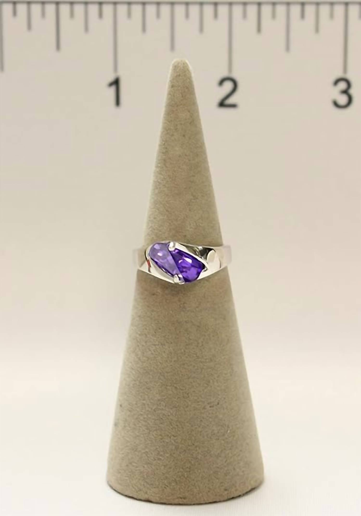 FAIRE Tanzanite Rhodium Plated Ring in purple - women's jewelry - detail view