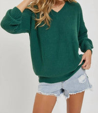 Sweet Lovely by Jen Extra Soft Causal Sweater in hunter green - women's sweater - alternate view