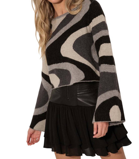 Promesa - Swirl Raw Edge Bell Sleeve Sweater