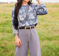 Blue B Marvin Crewneck Sweater in blue and white - women's sweater