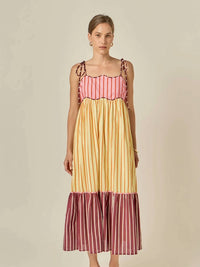 English Factory - Colorblock Stripe Sleeveless Midi Dress