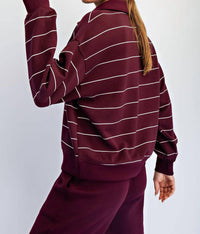 Rae Mode - Women's Modal Scuba Stripe Polo Top
