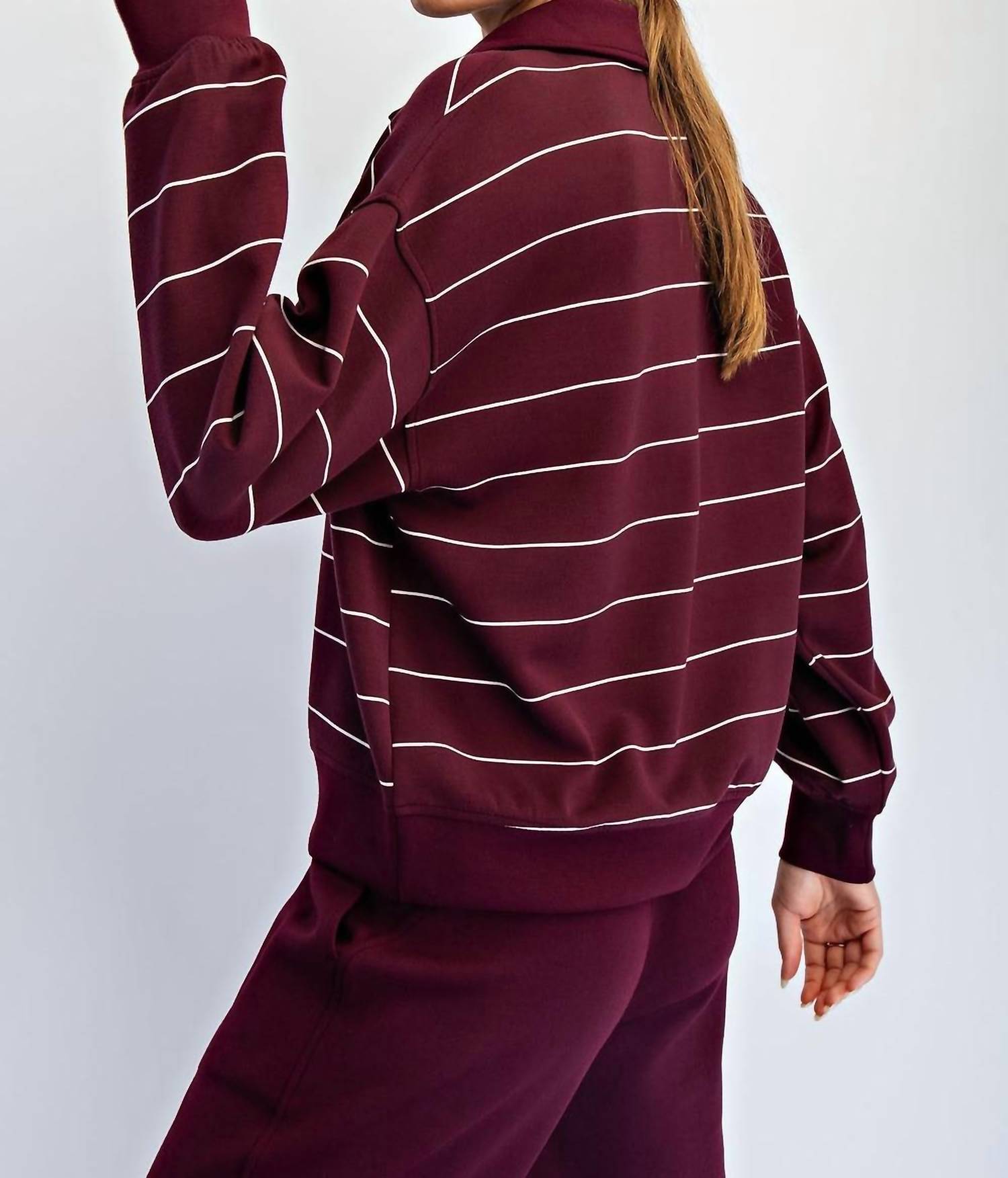 Rae Mode - Women's Modal Scuba Stripe Polo Top