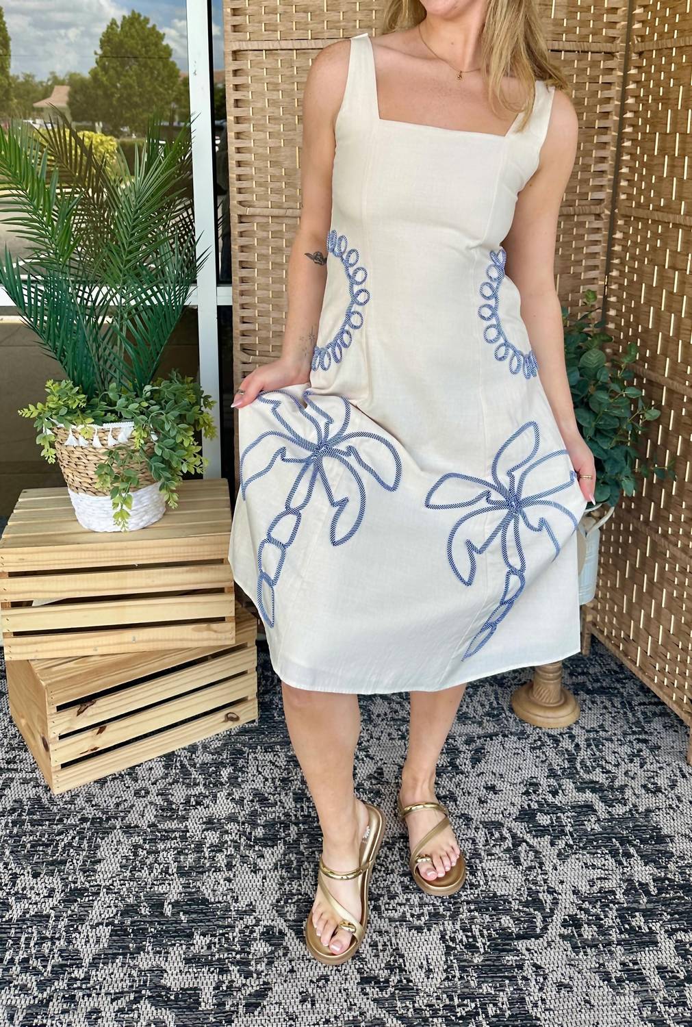 Peach Love - Palm Tree Midi Dress