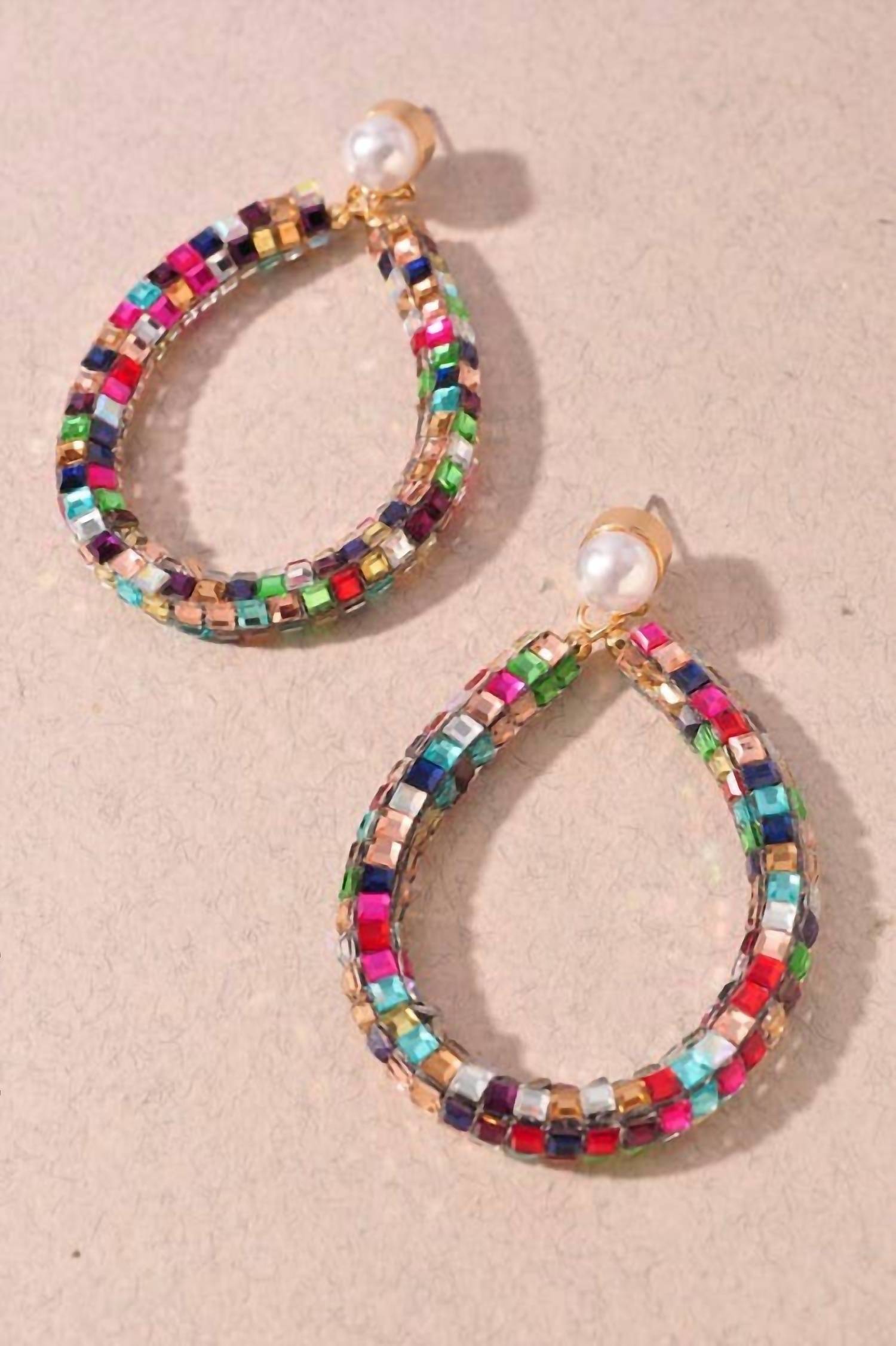 Merveille - Women's Stone Teardrop Dangle Earrings