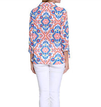 Multiples Sunset Mosaic Roll-tab Shirt in multi - women's shirt - alternate view
