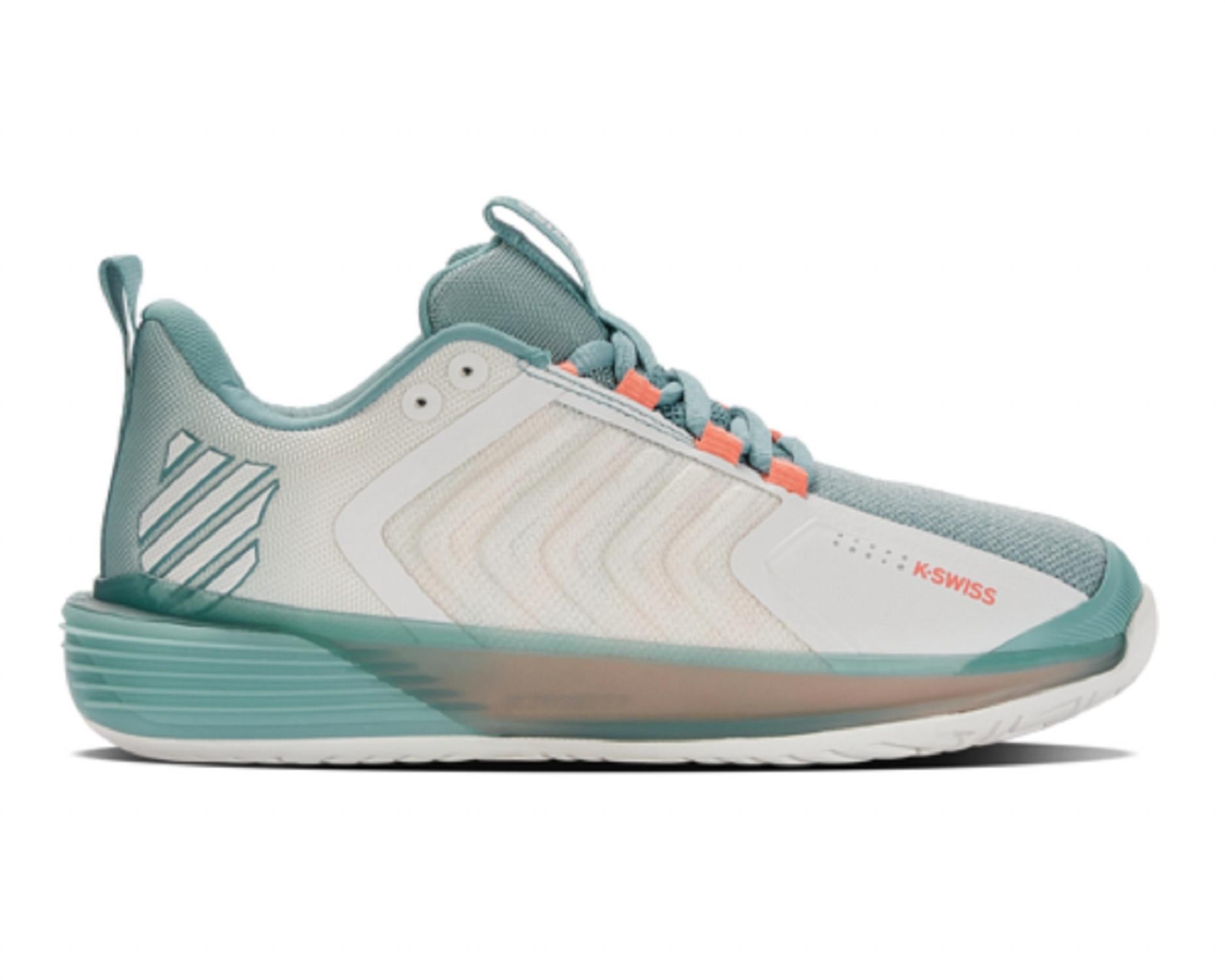 K-Swiss Women’s Ultrashot 3 Tennis Shoe in blanc de blanc nile blue desert flower - women's shoe