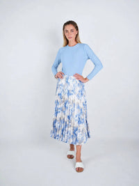 John Abgin - Two Tone Stretch Pleated Midi Dress