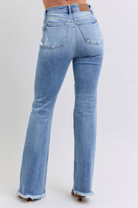 Judy Blue - High Waist Bootcut Jeans With Fray Hem