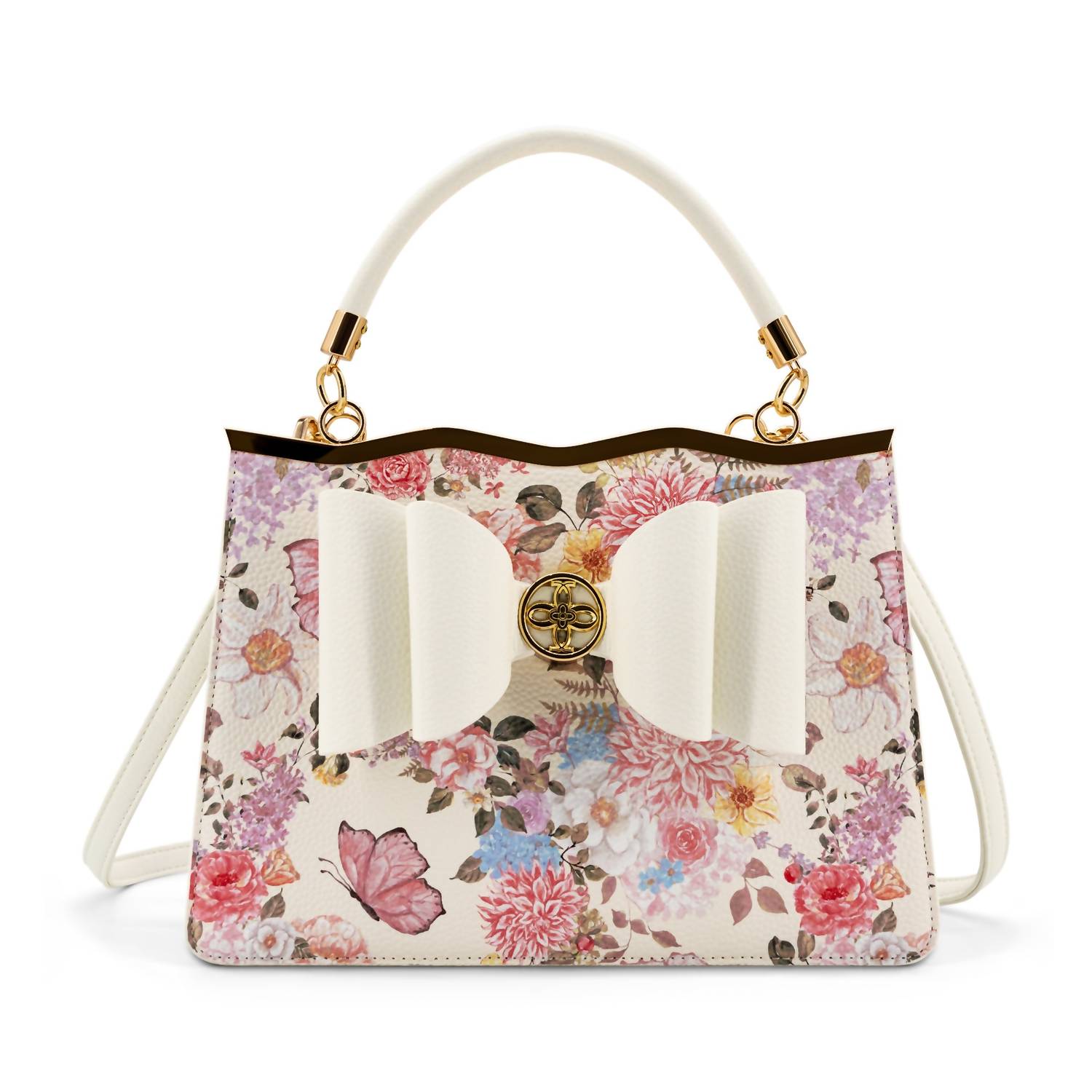 Like Dreams Women's Amelie Floral Bow Crossbody Bag in ivory - women's bag