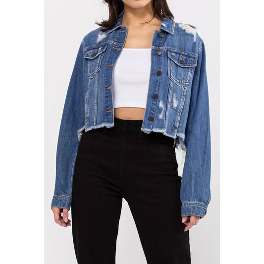 Katrina Destroyed Fitted Denim Jacket