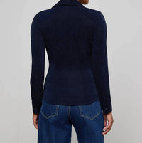 L'Agence Indiana Blouse in midnight metallic strips - women's blouse - detail view
