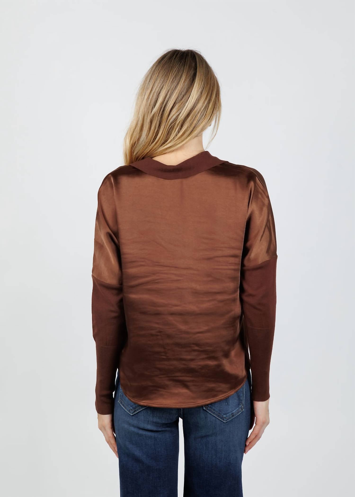 MELISSA NEPTON Tina Polo Top in brown - women's blouse - view 5