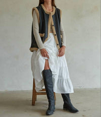 By Together - Shiloh Woven Button Down Sleeveless Vest
