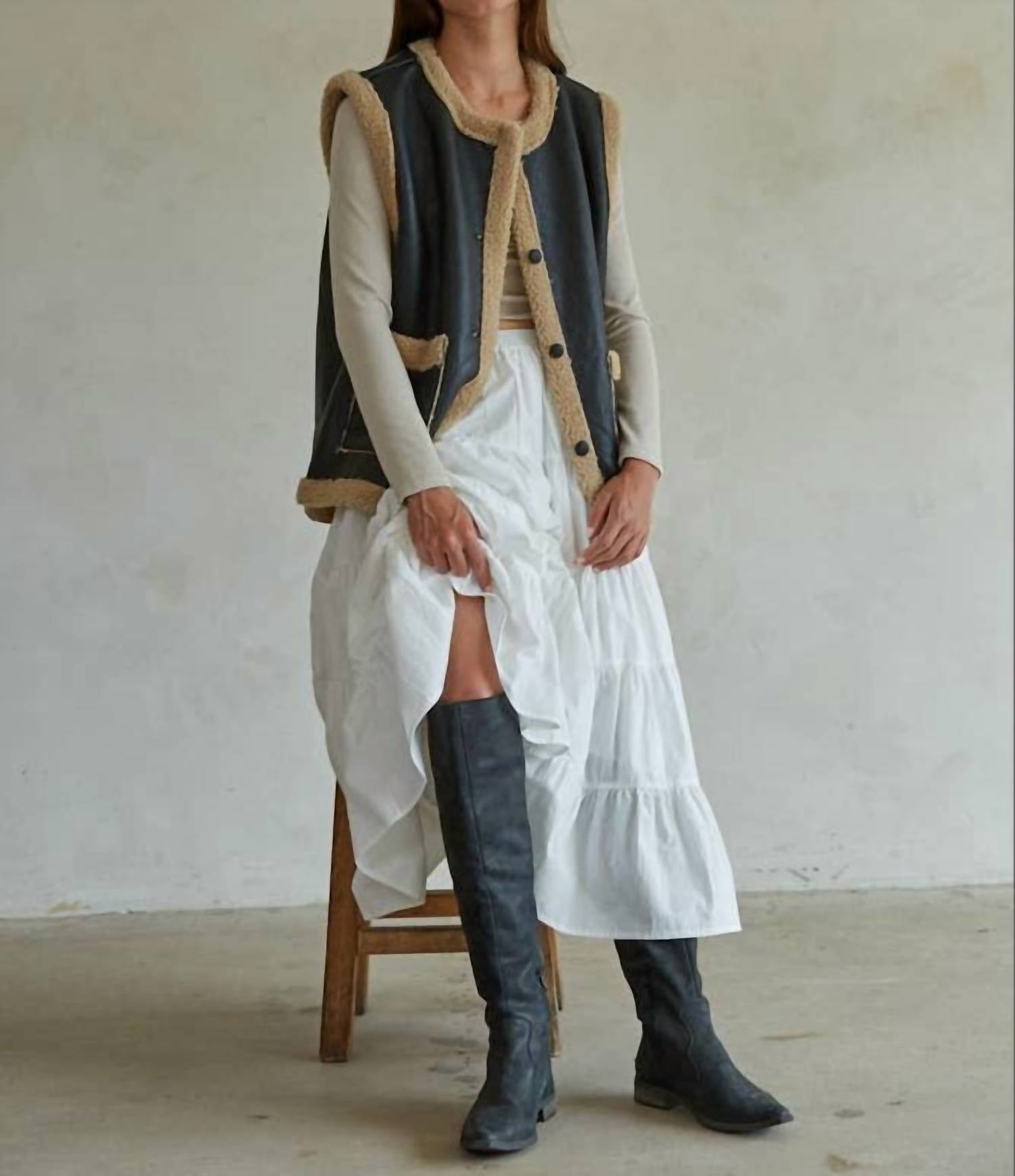 By Together - Shiloh Woven Button Down Sleeveless Vest