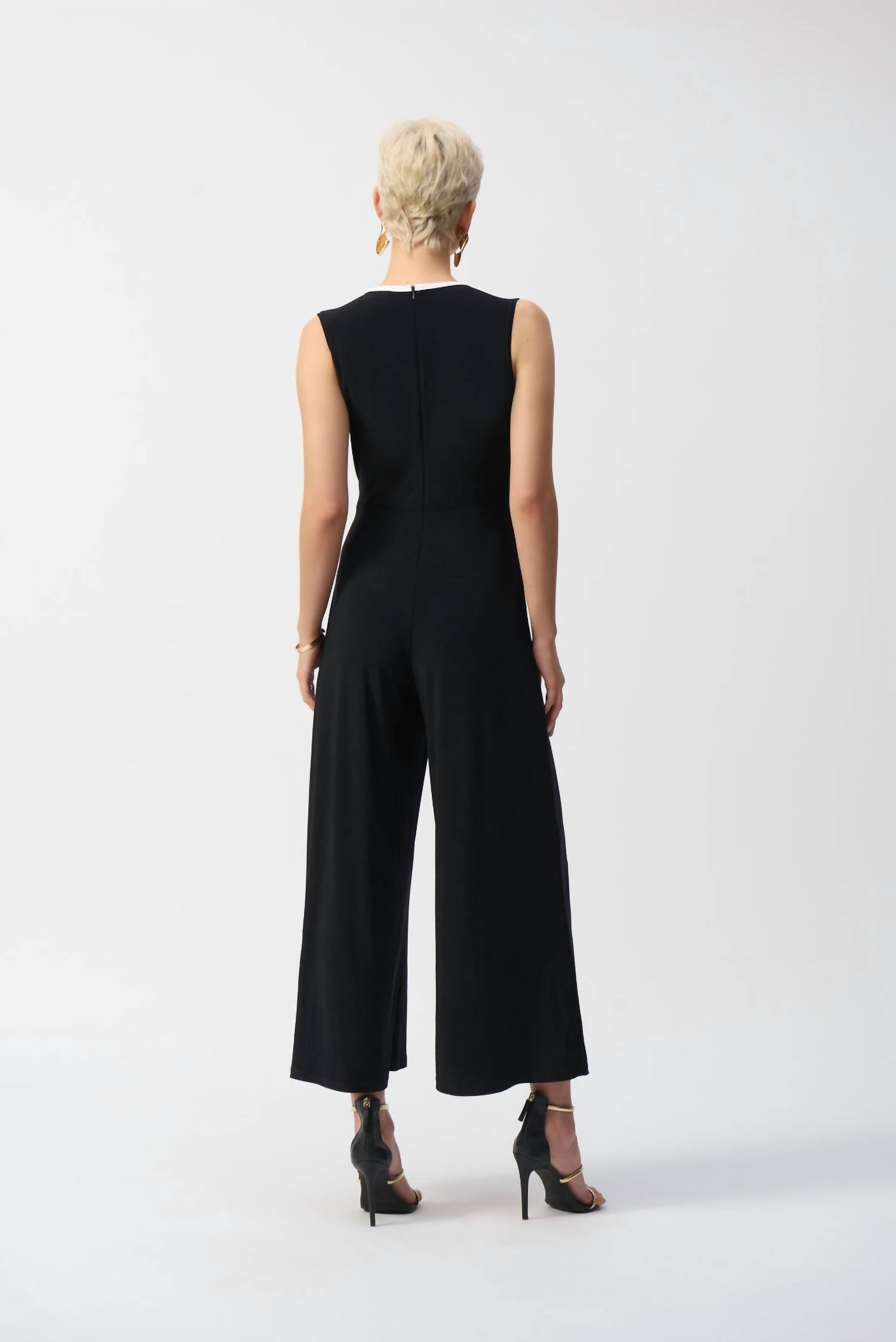 Joseph Ribkoff Sleeveless Culotte Jumpsuit in black vanilla - women's pants - alternate view
