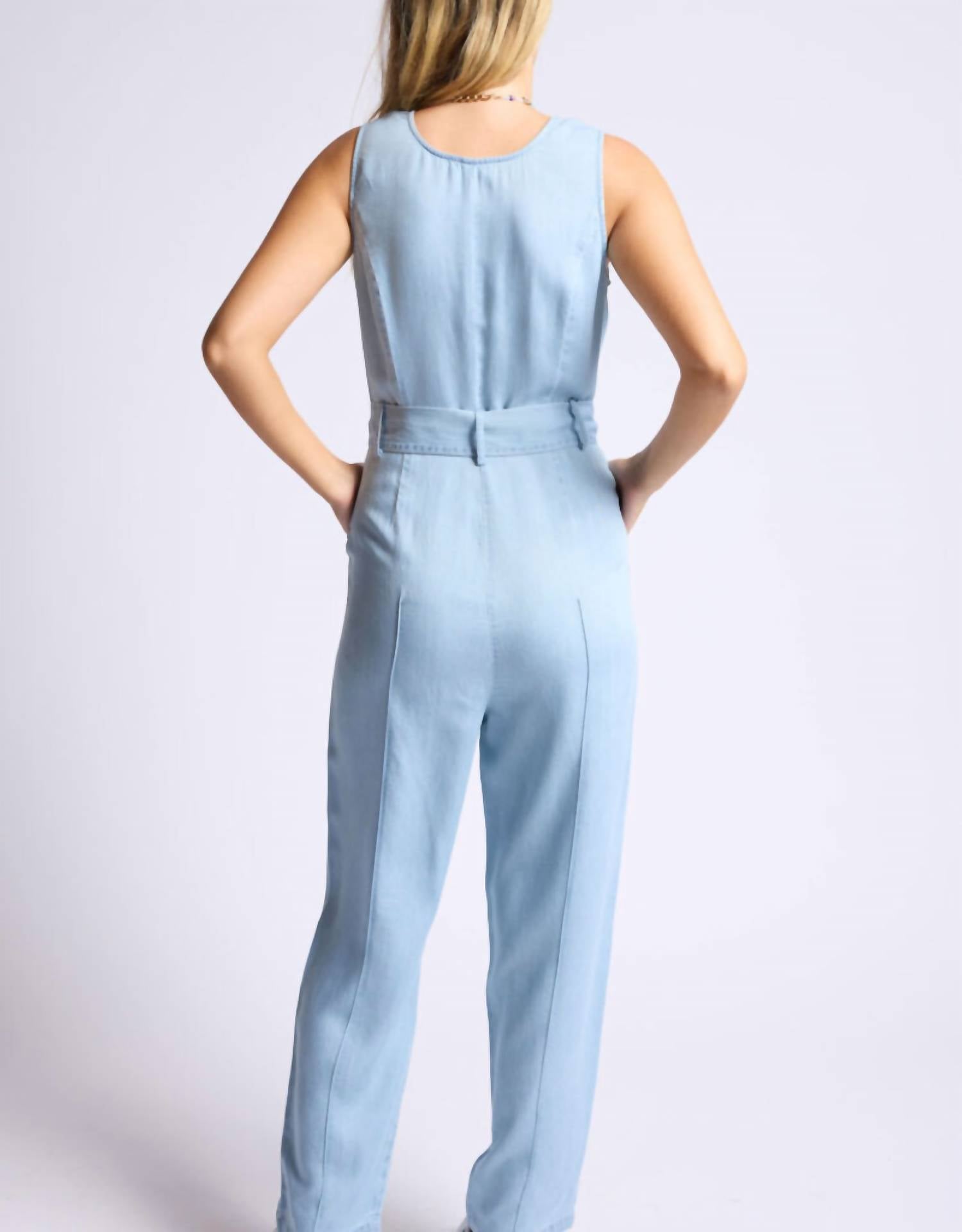 Sage The Label - Belted Scoopneck Jumpsuit