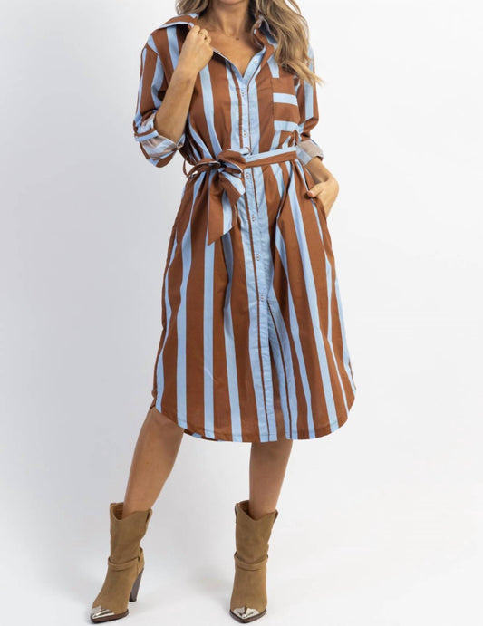 MONICA BOLD STRIPE MIDI DRESS