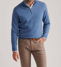 PETER MILLAR Keene Quarter Zip Sweater in lunar blue - men's sweater