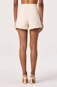Astr - Nienna Eyelet Ruffle High-rise Shorts