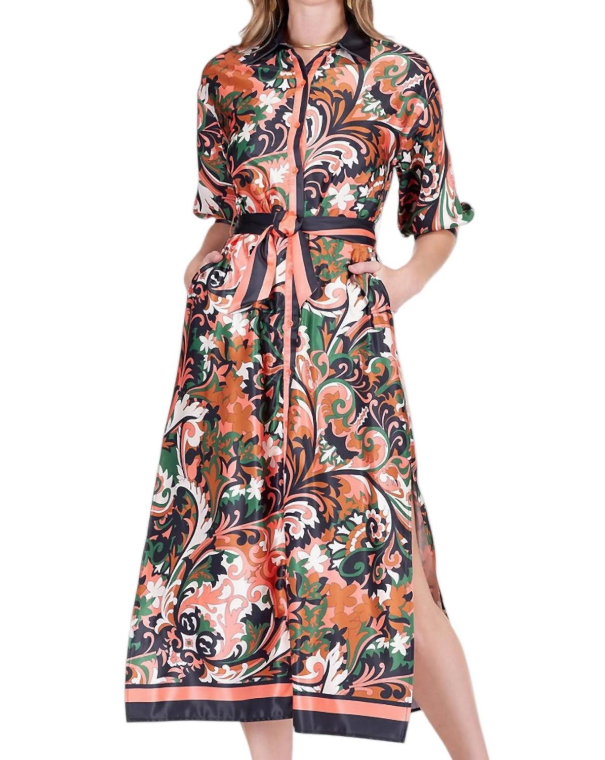 Jade - Autumn Scroll Maxi Dress