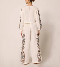 Cleobella Beau Wide Leg Pants in veneto paisley - women's pants - detail view